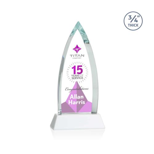 Corporate Awards - Shildon Full Color White on Newhaven Arch & Crescent Crystal Award