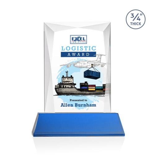 Corporate Awards - Crystal Awards - Messina on Newhaven Full Color Blue Rectangle Crystal Award