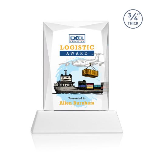 Corporate Awards - Crystal Awards - Messina on Newhaven Full Color White Rectangle Crystal Award