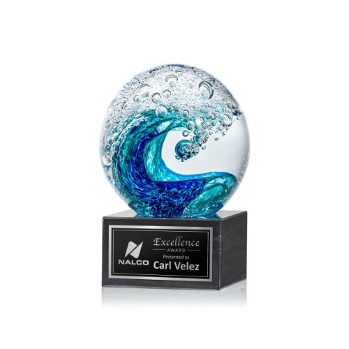 Corporate Awards - Modern Awards - Surfside Spheres on Square Marble Glass Award