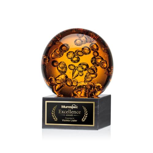 Corporate Awards - Glass Awards - Art Glass Awards - Avery Spheres on Square Marble Glass Award