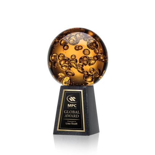 Corporate Awards - Glass Awards - Art Glass Awards - Avery Spheres on Tall Marble Glass Award