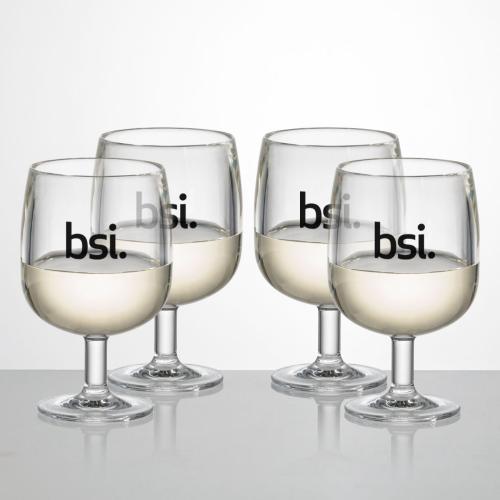 Corporate Recognition Gifts - Etched Barware - Wine Glasses - Poolside Acrylic Stackable Wine Glass - 8.5 oz (Set of 4)