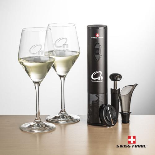Corporate Recognition Gifts - Etched Barware - Swiss Force® Opener Set & Bengston Wine