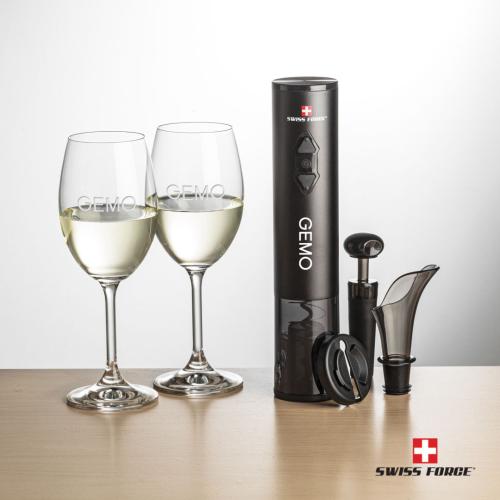 Corporate Recognition Gifts - Etched Barware - Swiss Force® Opener Set & Naples Wine