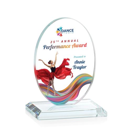 Corporate Awards - Austin (Vert) Full Color Clear Circle Crystal Award