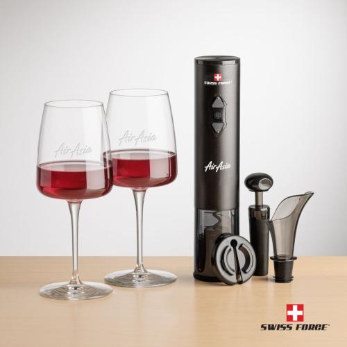 Corporate Recognition Gifts - Etched Barware - Swiss Force® Opener Set & Dunhill Wine