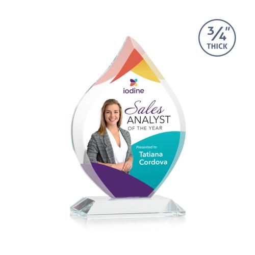 Corporate Awards - Worthington Full Color Clear Flame Crystal Award