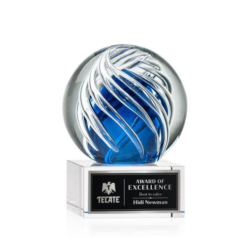 Corporate Awards - Glass Awards - Art Glass Awards - Genista Clear on Hancock Base Spheres Glass Award