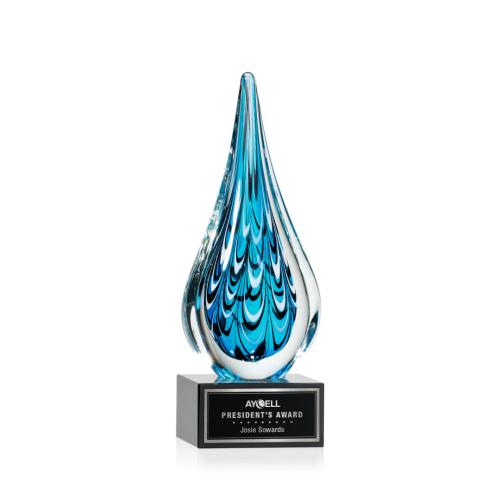 Corporate Awards - Glass Awards - Art Glass Awards - Worchester Black on Hancock Base Glass Award