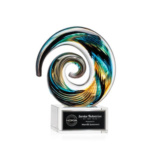 Corporate Awards - Glass Awards - Art Glass Awards - Nazare Clear on Hancock Circle Glass Award