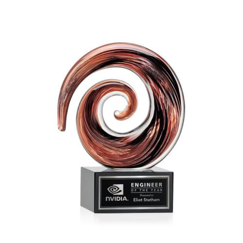 Corporate Awards - Glass Awards - Art Glass Awards - Brighton Black on Hancock Circle Glass Award