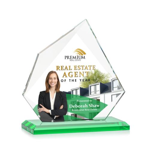 Corporate Awards - Lexus Full Color Green Peak Crystal Award