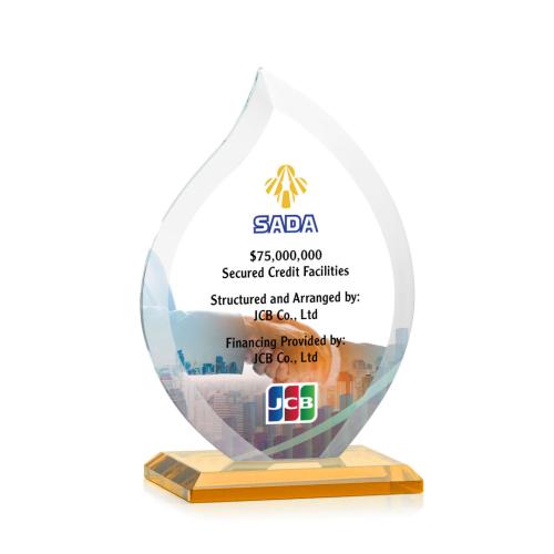 Corporate Awards - Nestor Full Color Amber Flame Crystal Award