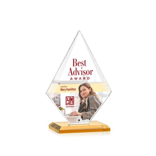 Corporate Awards - Rideau Full Color Amber Diamond Crystal Award