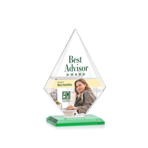 Corporate Awards - Rideau Full Color Green Diamond Crystal Award