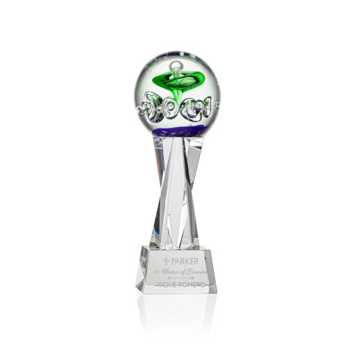 Corporate Awards - Glass Awards - Art Glass Awards - Aquarius Clear on Grafton Base Obelisk Glass Award