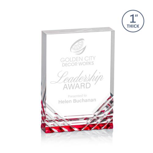 Corporate Awards - Budget Awards & Trophies - Elektra Red Rectangle Acrylic Award