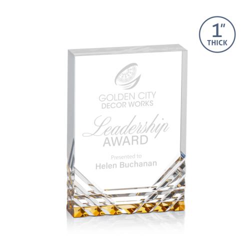 Corporate Awards - Budget Awards & Trophies - Elektra Gold Rectangle Acrylic Award