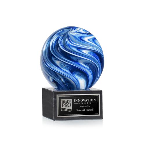 Corporate Awards - Glass Awards - Art Glass Awards - Naples Spheres on Square Marble Base Glass Award