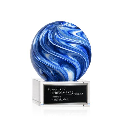 Corporate Awards - Glass Awards - Art Glass Awards - Naples Clear on Hancock Base Spheres Glass Award