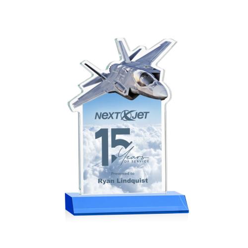 Corporate Awards - Top Gun Full Color Sky Blue Abstract / Misc Crystal Award