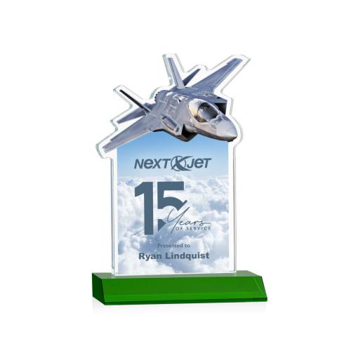 Corporate Awards - Top Gun Full Color Green Abstract / Misc Crystal Award