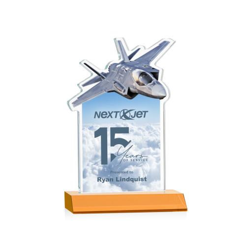 Corporate Awards - Top Gun Full Color Amber Abstract / Misc Crystal Award
