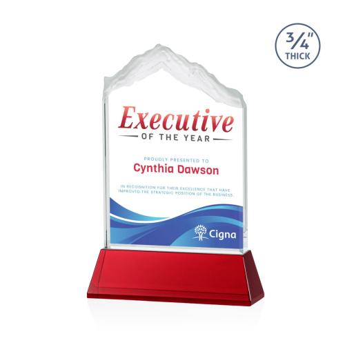 Corporate Awards - Everest Full Color Red on Newhaven Peak Crystal Award