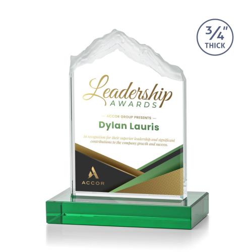 Corporate Awards - Everest Full Color Green Peak Crystal Award