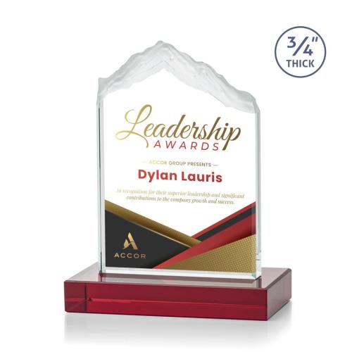 Corporate Awards - Everest Full Color Red Peak Crystal Award