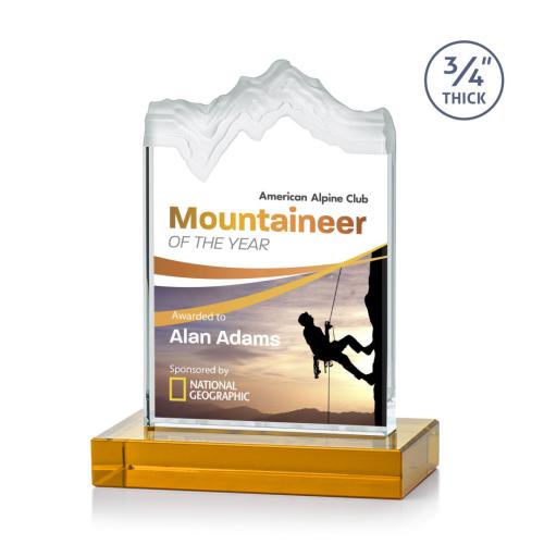 Corporate Awards - Kilimanjaro Full Color Amber Peak Crystal Award