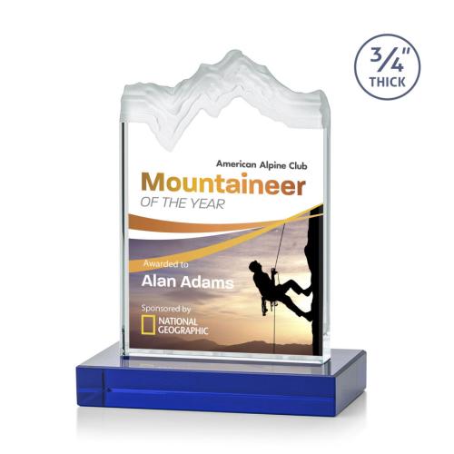 Corporate Awards - Kilimanjaro Full Color Blue Peak Crystal Award