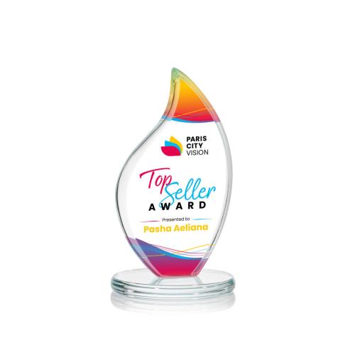 Corporate Awards - Odessy Full Color Clear Flame Crystal Award