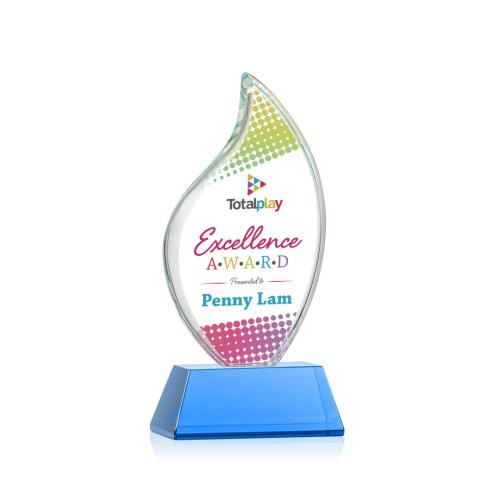 Corporate Awards - Odessy Vividprint™ Sky Blue on Newhaven Flame Crystal Award