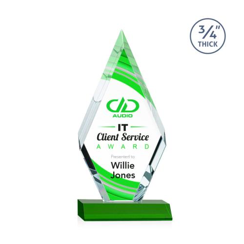 Corporate Awards - Richmond Full Color Green Diamond Crystal Award