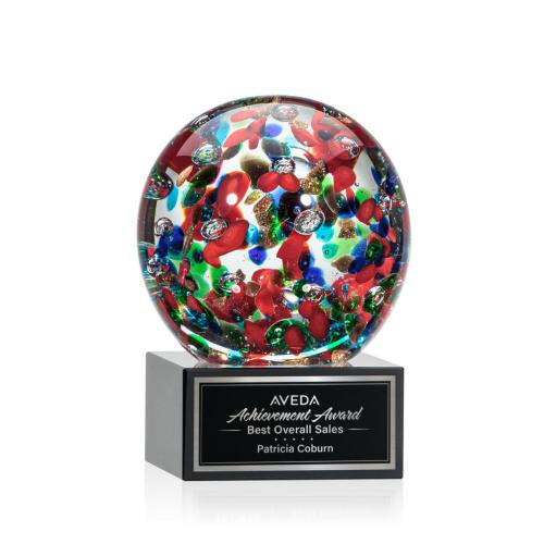 Corporate Awards - Fantasia Black on Hancock Base Spheres Glass Award