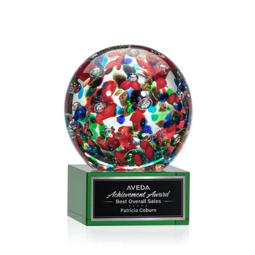 Corporate Awards - Fantasia Green on Hancock Base Spheres Glass Award