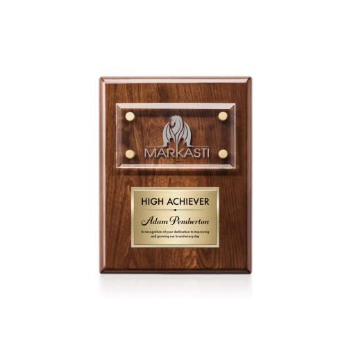 Corporate Awards - Award Plaques - Gossamer Plaque - Walnut/Gold