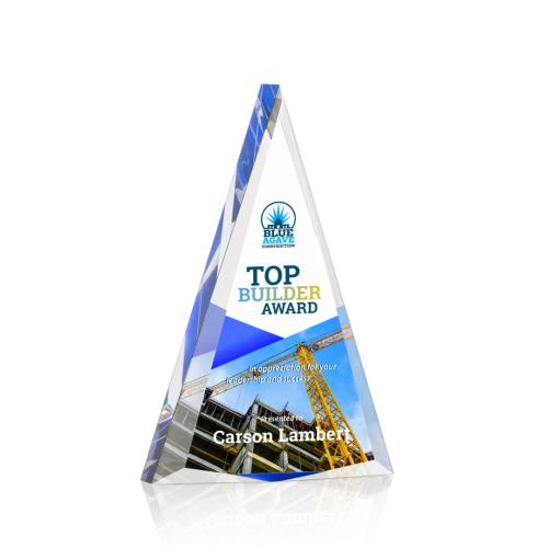 Corporate Awards - Acrylic Awards - Shrewsbury Full Color Blue Pyramid Acrylic Award