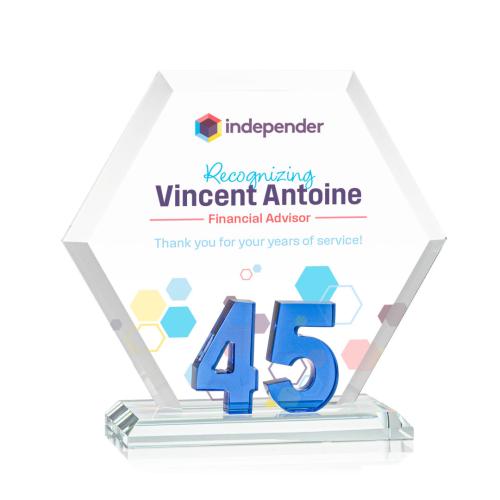 Corporate Awards - Riviera Anniversary Full Color No 45 Number Crystal Award