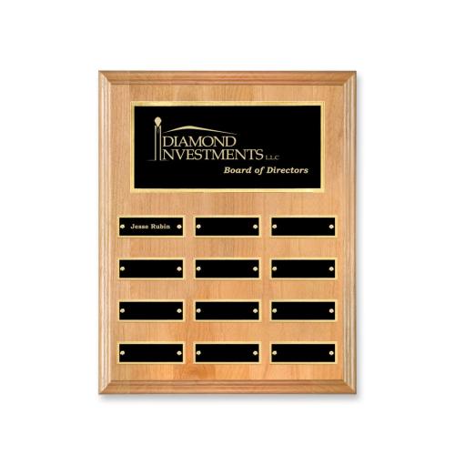 Corporate Awards - Award Plaques - Perpetual Plaques - Erindale (Vert) Perpetual Plaque - Red Alder/Gold