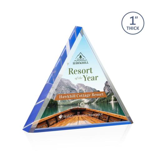 Corporate Awards - Brighton Full Color Blue Pyramid Acrylic Award