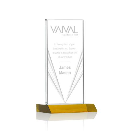 Corporate Awards - Seaford Liquid™ Amber  Rectangle Crystal Award