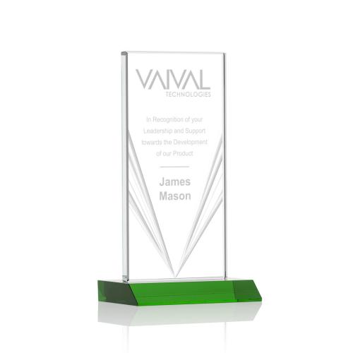 Corporate Awards - Seaford Liquid™  Green Rectangle Crystal Award