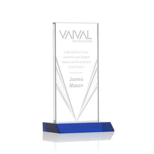 Corporate Awards - Seaford Liquid™  Blue  Rectangle Crystal Award