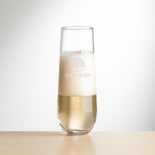 Corporate Gifts, Recognition Gifts and Desk Accessories - Etched Barware - Redmond Stemless Flute - Deep Etch