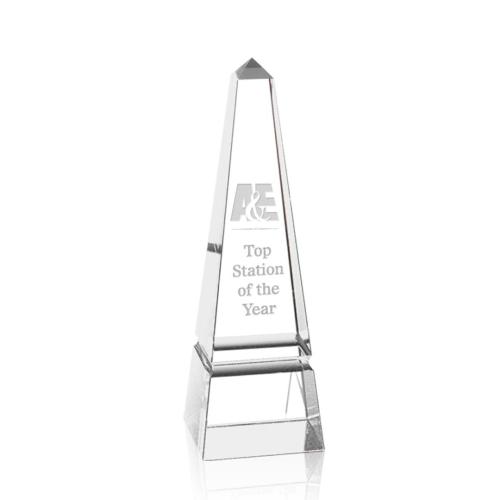 Corporate Awards - Crystal Awards - Crystal Pillar Awards - Groove Clear Obelisk Crystal Award