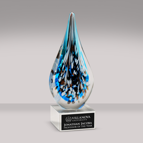 Corporate Awards - Glass Awards - Art Glass Awards - Cobalt Cascade Art Glass Award