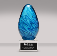 Employee Gifts - Sapphire Swirl Art Glass Award